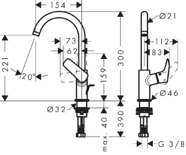 Hansgrohe, Logis 210, egykaros mosdcsaptelep, 71130000