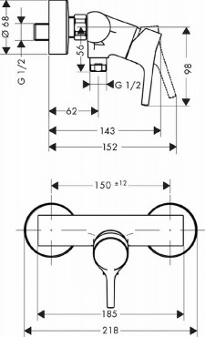 Hansgrohe, Talis S falskon kvli zuhanycsaptelep, 72600000