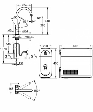 Grohe, Blue Home Duo vzszrs konyhai csaptelep alapkszlet - C kifoly, 31455001