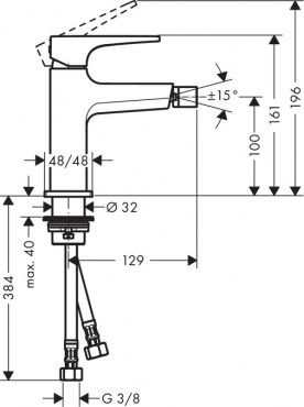 Hansgrohe, Metropol, egykaros bidcsaptelep Push-Open norml foganty, 32520000