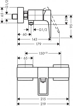 Hansgrohe, Metropol egykaros falskon kvli zuhanycsaptelep loop fogantyval, 74560000