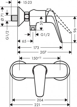 Hansgrohe, Novus, egykaros zuhanycsaptelep, 71060000