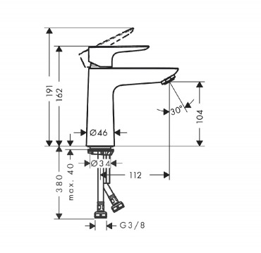 Hansgrohe, Talis E egykaros mosd�, ComfortZone 110, lefoly� garnit�r�val 71711000