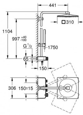 Grohe, Smartcontrol System 310, termoszttos zuhanyrendszer 26508000