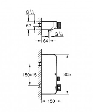 Grohe, Grohtherm, Smartcontrol, termoszttos zuhanykever, 1 gombos 34719000