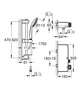 Grohtherm, Smartcontrol zuhanyszett, termosztatikus zuhanykever 34720000