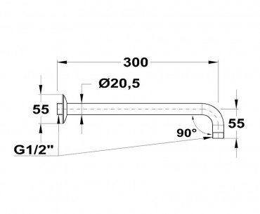 Mof�m, Oldalfali zuhanykar 90� x 300, 169-0003-03
