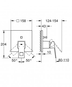 Grohe, Eurocube falba ptett zuhanycsaptelep, 2 fogyaszthoz 24062000