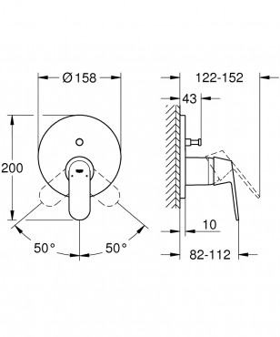 Grohe, Eurosmart Cosmopolitan, falba pthet zuhanycsaptelep 24045000