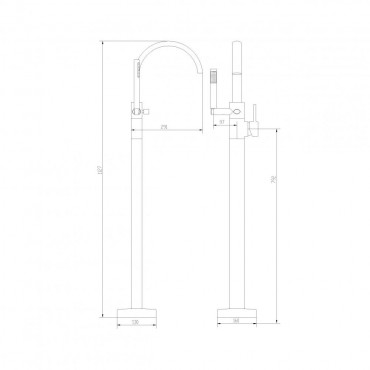 Wellis Via, szabadon�ll� csaptelep zuhanyfejjel, t�rben �ll� k�dakhoz, ACS0189