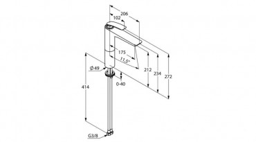 Kludi, Balance SL, magastott mosdcsaptelep 212 mm, fekete/krm, 522968775