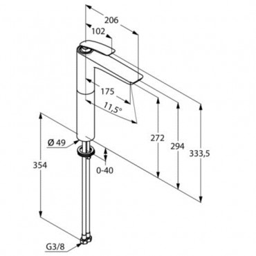 Kludi, Balance SL, magastott mosdcsaptelep 272 mm, fekete/krm, 522988775