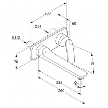 Kludi, Balance SL, fali mosdcst, fekete/krm 522478775 falsk alatti 230mm, ktlyukas