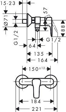 Hansgrohe, MySport, egykaros zuhanycsaptelep, 71262000