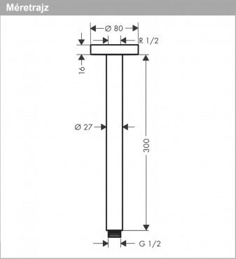 Hansgrohe, Mennyezeti csatlakoz S 300 mm, 27389000