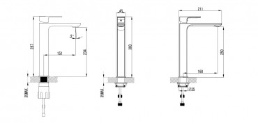 Wellis, Mamba mosd csaptelep, magas, fekete ACS0269