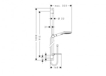 Hansgrohe, Raindance Select E 120 3jet, Unica S Puro, zuhanyszett 0,90m 26621000