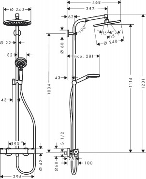 Hansgrohe, Crometta S 240 Showerpipe zuhanyszett, 27267000