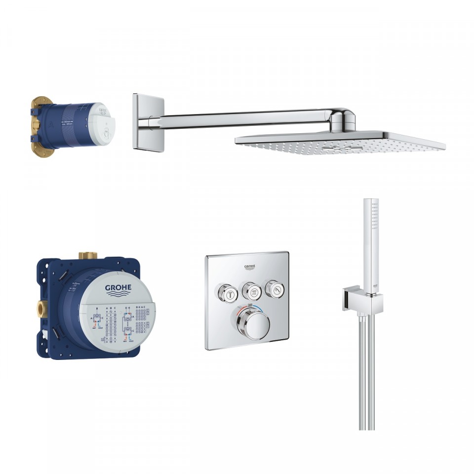 Grohe, Grohtherm Smartcontrol 34706000, Termoszttos zuhanyrendszer, Rainshower 310 SmartActive Cube fejzuhannyal, 1,50m
