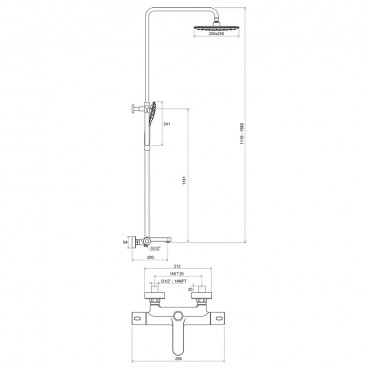 Ravak, Termo 300 termoszt�tos zuhanyrendszer, k�dt�lt� csapteleppel, TE 092.00/150