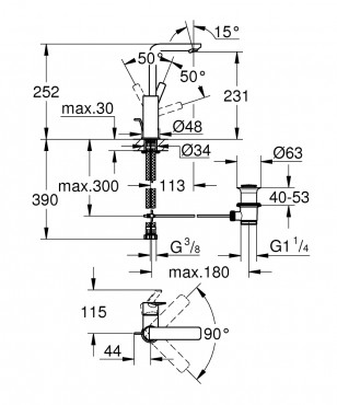 Grohe, Lineare mosd csaptelep, L, krm, 23296001