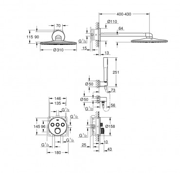 Grohe, Grohtherm Smartcontrol, zuhanyrendszer, termoszttos, 34705000