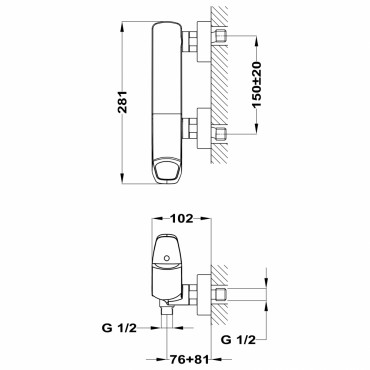 Teka, Sense, zuhany csaptelep, zuhanyszett nlkl, 91.231.02.00