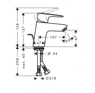 Hansgrohe, MySport, mosd csaptelep 70 CoolStart, lefoly garnitrval, 71114000