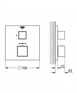 Grohe, Grohtherm Cube termoszttos kever 1 kimenethez elzr szeleppel, 24153000