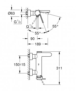 Grohe, Plus, kdtlt csaptelep, krm, 33553003