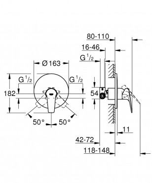 Grohe, Bauflow, zuhany csaptelep, kszreszerel kszlettel, 29112000