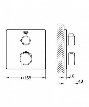 Grohe, Grohtherm, termoszttos csaptelep, 1 kimenethez elzr szeleppel, 24078000