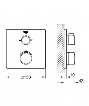 Grohe, Grohtherm, termoszttos kdtlt csaptelep, 2 kimenethez, 24080000