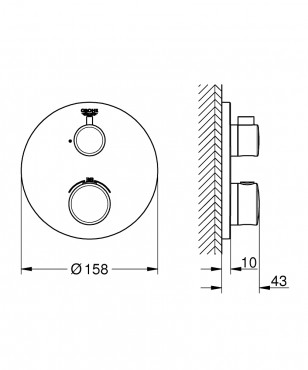 Grohe, Grohtherm 24075000, Termoszttos kever, 1 kimenethez elzr szeleppel