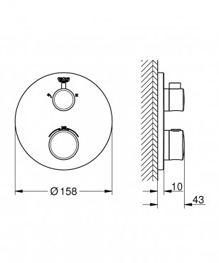 Grohe, Grohtherm, termoszttos zuhany csaptelep, 2 kimenethez, 24076000