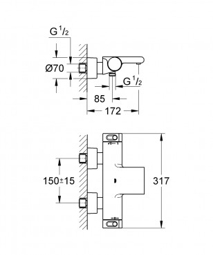 Grohe, Grohtherm 2000, termoszttos kdtlt csaptelep, krm, 34174001