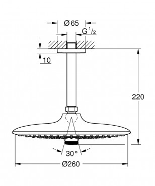 Grohe, Euphoria 260, fejzuhany, esztet mennyezetre, 3 funkcis, 26461000