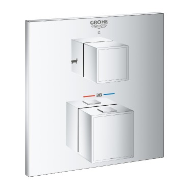 Csaptelep, Grohe, Grohtherm Cube 24155000, termoszttos, kd/zuhanycsaptelep, 2 fogyaszts