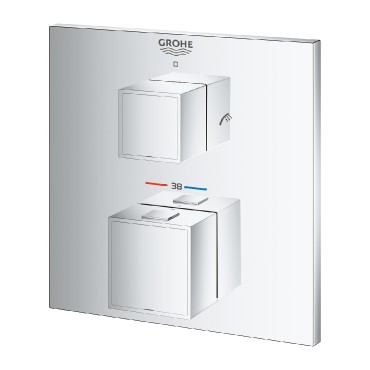 Csaptelep, Grohe, Grohtherm Cube 24155000, termoszttos, kd/zuhanycsaptelep, 2 fogyaszts