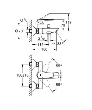 Csaptelep, Grohe, Bauedge 23604001, egykaros, kdtlt