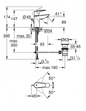 Grohe, Bau edge, egykaros mosdcsaptelep, S-es mret, 23328001
