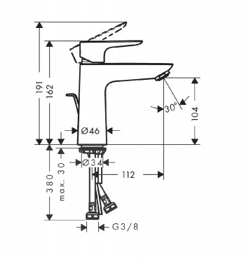 Hansgrohe, Talis E egykaros mosd�, ComfortZone 110, lefoly� garnit�r�val 71710670