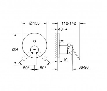 Csaptelep, Grohe, Lineare 24064001, egykaros, zuhanycsaptelep