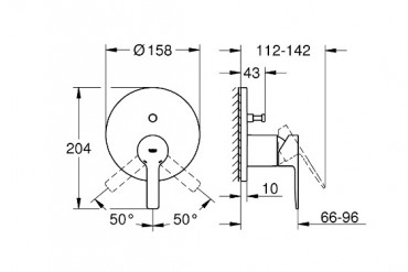 Grohe, Lineare egykaros falba ptett zuhanycsaptelep, 24064001