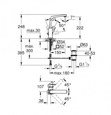 Grohe, Eurocube egykaros magastott mosdcsaptelep, 2313500E