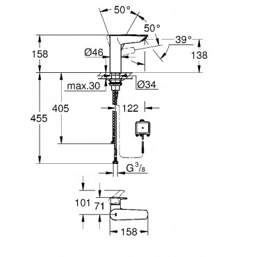 Grohe, Eurosmart egykaros mosdcsaptelep, 1/2, M-es mret, 23975003