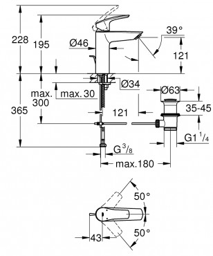 Grohe, Eurosmart egykaros mosdcsaptelep, 1/2, M-es mret, 23322003