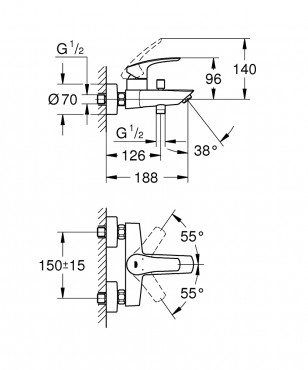 Grohe, Eurosmart egykaros kdtlt csaptelep 1/2, 33300003