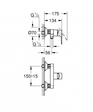 Grohe, Bauloop, egykaros zuhanycsaptelep, 23633001