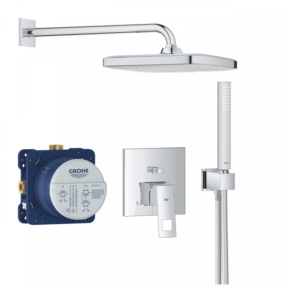 Grohe, Eurocube 25239000, Zuhanyrendszer, Tempesta 250 Cube fejzuhannyal, 1,50 m